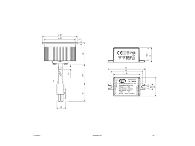 Dimensional drawing EVN C51350N302 LED module white
