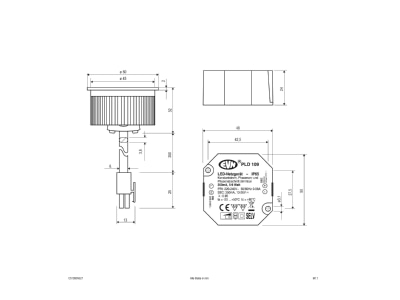 Dimensional drawing EVN C51350N6D2W LED module white
