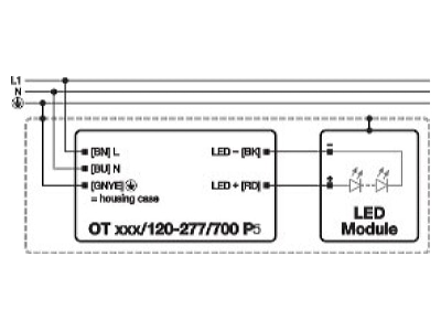 Connection diagram LEDVANCE OT180 120 277 700 P5 LED driver

