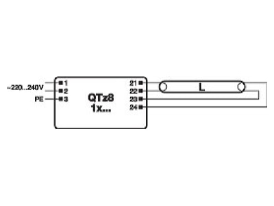 Connection diagram LEDVANCE QTz8 1X18 Electronic ballast 1x19W
