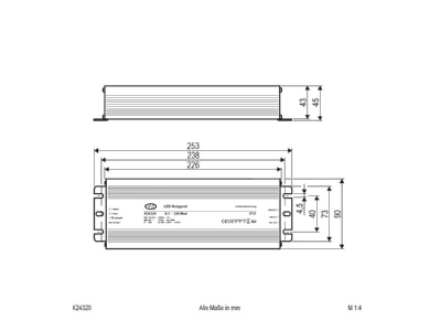Dimensional drawing EVN K24320 LED driver