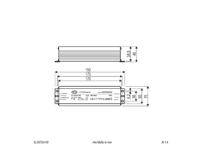 Dimensional drawing EVN SLD6724100 LED driver