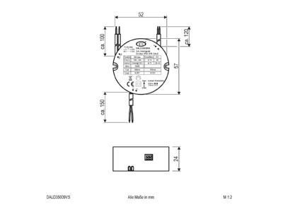 Dimensional drawing EVN DALD35009VS Controller for luminaires