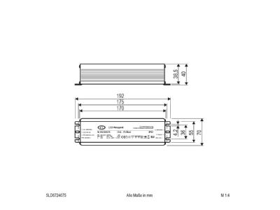 Dimensional drawing EVN SLD6724075 LED driver