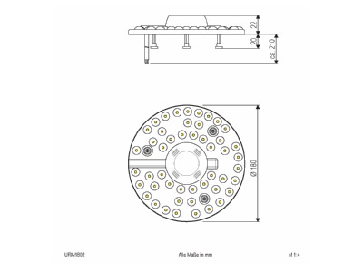 Dimensional drawing EVN URM1802 LED module
