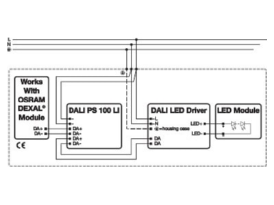 Connection diagram LEDVANCE DALI PS 100 LI System component for lighting control
