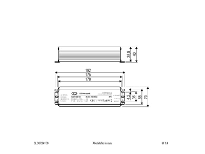 Dimensional drawing EVN SLD6724150 LED driver