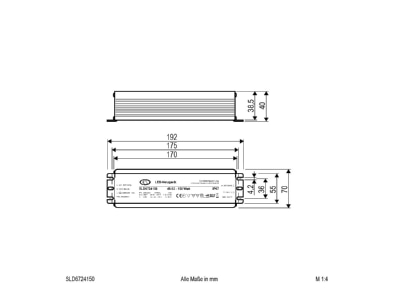 Mazeichnung EVN SLD6724150 LED Netzgeraet 24V DC dim 