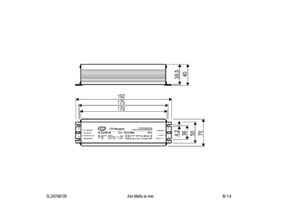 Mazeichnung EVN SLD6748100 LED Netzgeraet 48V DC dim 