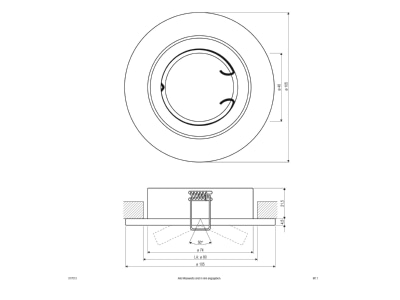 Dimensional drawing EVN 517 013 chr sat Downlight spot floodlight