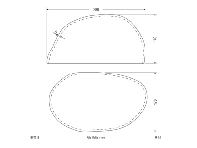 Dimensional drawing EVN SGT 018 Cover for luminaires