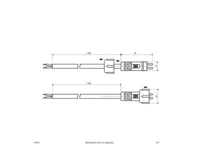 Mazeichnung EVN 044 151 NV Anschlussleitung 1 5m IP44