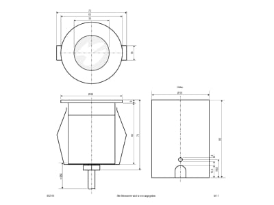 Dimensional drawing EVN 652 110 In ground luminaire 0x2W
