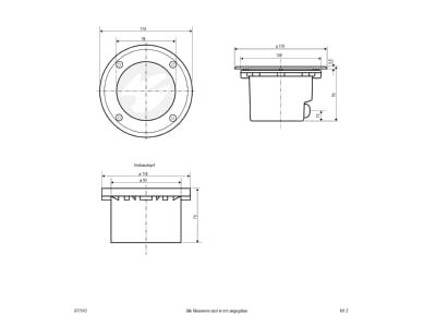 Dimensional drawing EVN 677 010 In ground luminaire CFL