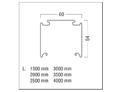 Dimensional drawing Zumtobel TECTON T 2000 WH Support profile light line system 2000mm