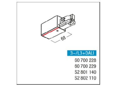 Mazeichnung Zumtobel L3 DALI  60700228 Anfangseinspeisung EINSP R WH L3 DALI 60700228