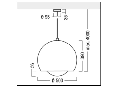 Mazeichnung Zumtobel SCON S  60510021 Pendelleuchte 500 1 23W TCG SE CR SCON S 60510021