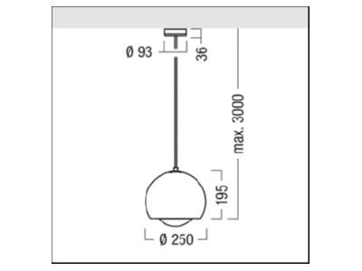 Mazeichnung Zumtobel SCON SI  60510064 Pendelleuchte 250 1 11W TCD SE E27 SCON SI 60510064