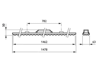 Dimensional drawing Signify PLS 4MX850  66693599 Gear tray for light line system 4MX850 66693599