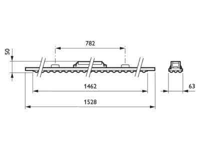 Dimensional drawing Philips Licht 4MX850  66695999 Gear tray for light line system 4MX850 66695999