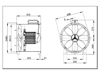 Dimensional drawing Maico DZR 40 4 B Fan 