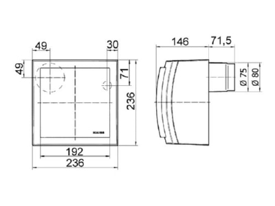 Dimensional drawing Maico ER AP 60 Ventilator for in house bathrooms