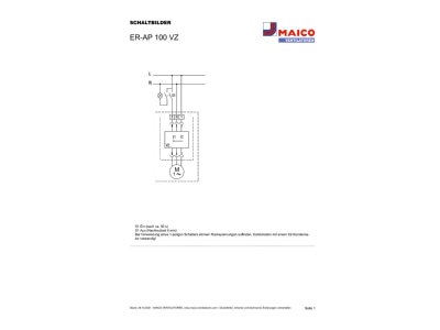 Circuit diagram Maico ER AP 100 VZ Ventilator for in house bathrooms
