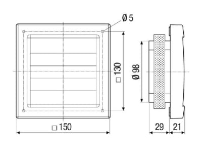 Dimensional drawing Maico AP 100 deaeration shutter 100mm