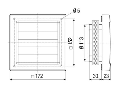 Dimensional drawing Maico AP 120 deaeration shutter 125mm