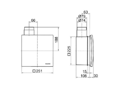 Mazeichnung 2 Maico ER 60 GVZ Abluftsystem Unterputz Ventilatoreinsatz