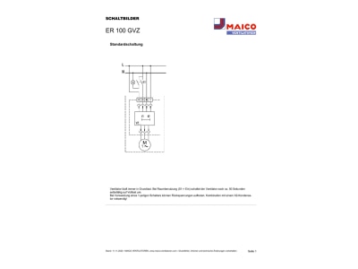 Schaltbild Maico ER 100 GVZ Abluftsystem Unterputz Ventilatoreinsatz