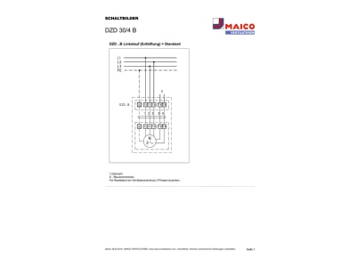 Circuit diagram Maico DZD 30 4 B Roof mounted ventilator 1400m  h 100W
