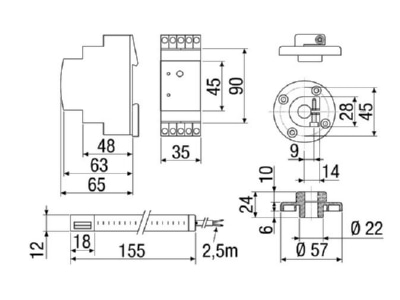 Dimensional drawing 1 Maico LW 9 Air flow switch
