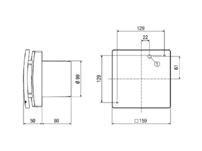 Dimensional drawing Maico ECA 100 ipro K Small room ventilator surface mounted