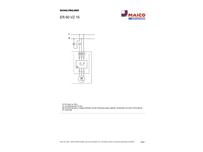 Circuit diagram Maico ER 60 VZ 15 Ventilator for in house bathrooms
