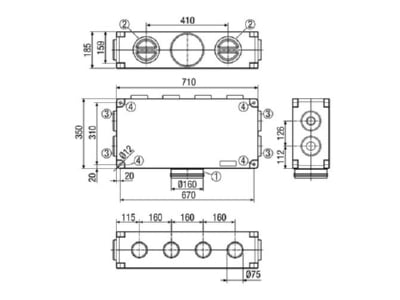 Dimensional drawing Maico MF V75 8 Accessory for ventilator