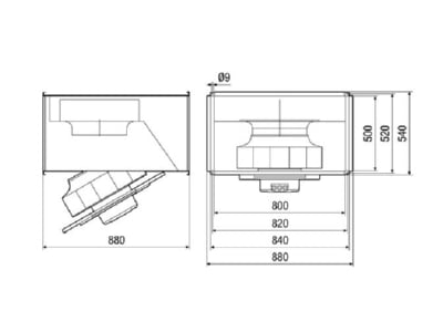 Dimensional drawing Maico DSK 50 EC Duct mounted ventilator 9800m  h 1 95kW