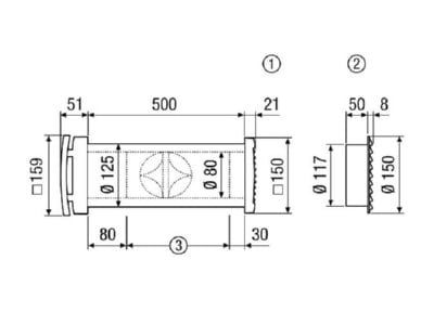 Dimensional drawing Maico ALD 125 Ventilation valve