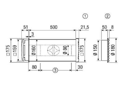 Dimensional drawing Maico ALD 160 VA Ventilation valve