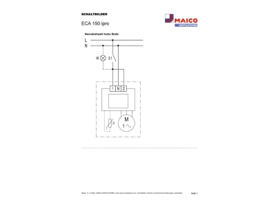 Circuit diagram Maico ECA 150 ipro Small room ventilator surface mounted
