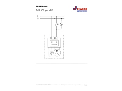 Circuit diagram Maico ECA 150 ipro VZC Small room ventilator surface mounted
