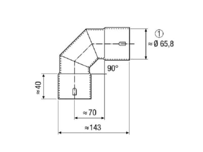 Dimensional drawing Maico MF B63 Bow for ventilation tube 90  d 63mm