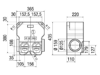 Dimensional drawing Maico SB 12 16 Sound barrier for ventilation 35dB