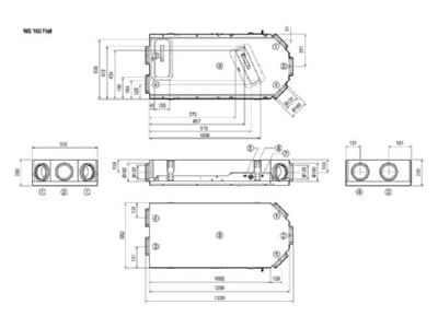 Dimensional drawing Maico WS 160 Flat BET Central air supply and  exhaust device