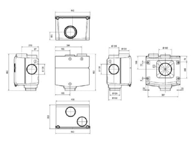 Dimensional drawing Maico ZEG2 EC Central air supply and  exhaust device