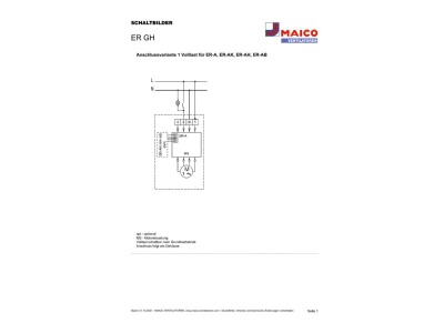 Circuit diagram Maico ER GH Ventilator housing for inlying bathrooms
