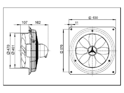 Dimensional drawing Maico DZQ 45 6 B Ex t Ex proof ventilator