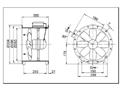 Dimensional drawing Maico DZR 25 2 B Ex t Ex proof ventilator