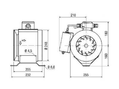 Dimensional drawing Maico ERM 25 Ex t Ex proof ventilator