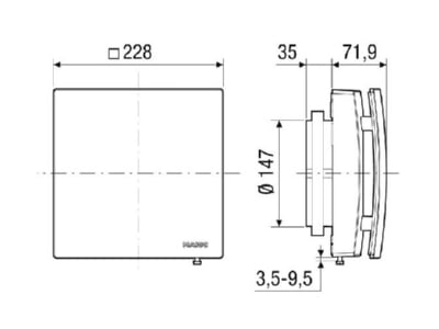 Dimensional drawing Maico AE 15 1 Faade louver